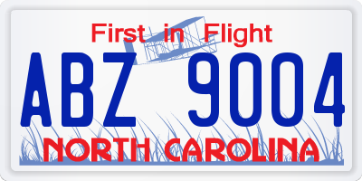 NC license plate ABZ9004