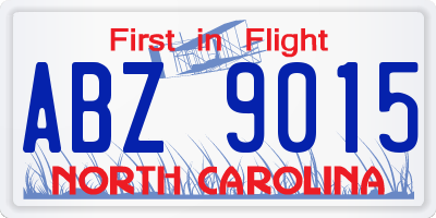 NC license plate ABZ9015