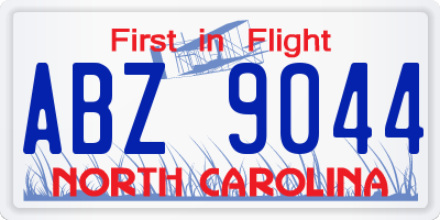 NC license plate ABZ9044