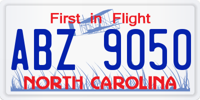 NC license plate ABZ9050