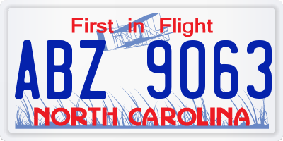 NC license plate ABZ9063
