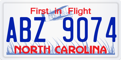 NC license plate ABZ9074