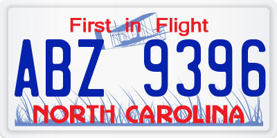 NC license plate ABZ9396