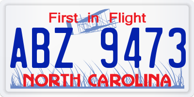 NC license plate ABZ9473