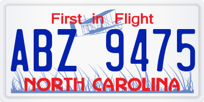 NC license plate ABZ9475