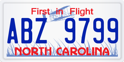 NC license plate ABZ9799