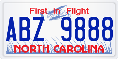NC license plate ABZ9888