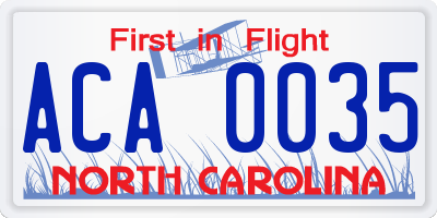 NC license plate ACA0035