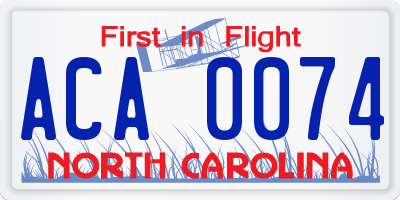 NC license plate ACA0074