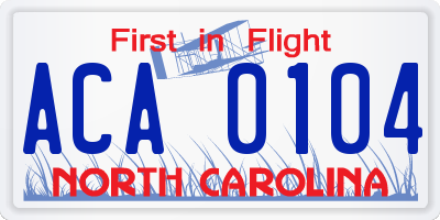 NC license plate ACA0104