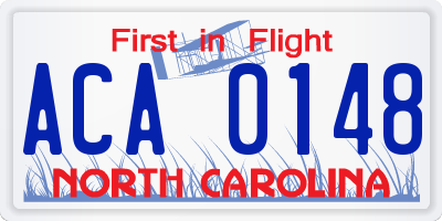 NC license plate ACA0148