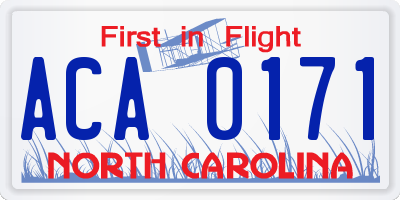 NC license plate ACA0171