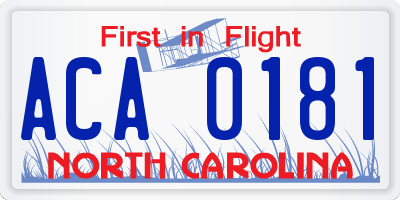 NC license plate ACA0181