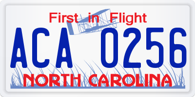 NC license plate ACA0256