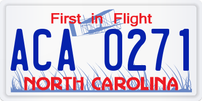 NC license plate ACA0271