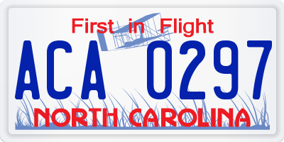 NC license plate ACA0297