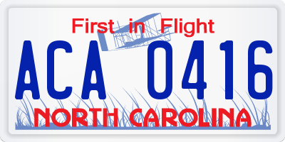 NC license plate ACA0416