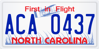 NC license plate ACA0437