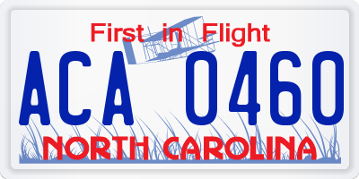 NC license plate ACA0460