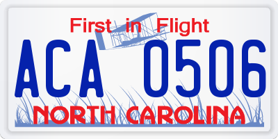 NC license plate ACA0506
