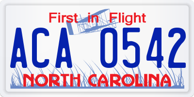 NC license plate ACA0542