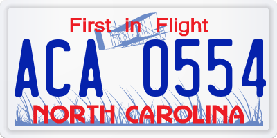 NC license plate ACA0554