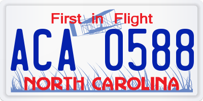 NC license plate ACA0588
