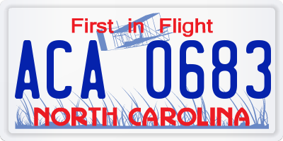 NC license plate ACA0683