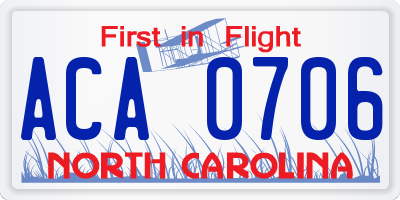 NC license plate ACA0706