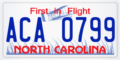 NC license plate ACA0799