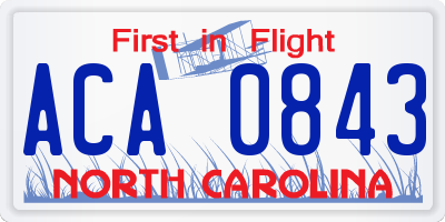 NC license plate ACA0843