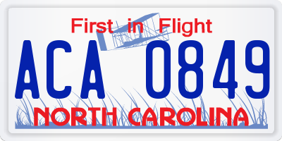 NC license plate ACA0849