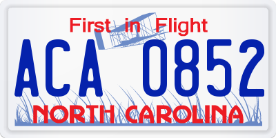 NC license plate ACA0852