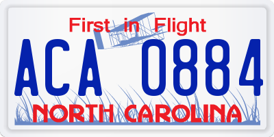 NC license plate ACA0884