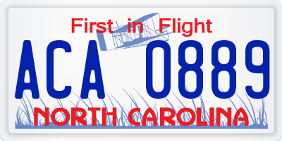 NC license plate ACA0889