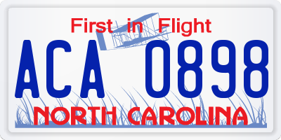 NC license plate ACA0898
