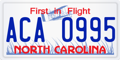 NC license plate ACA0995