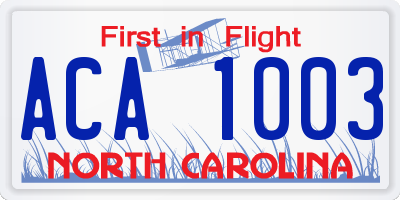 NC license plate ACA1003