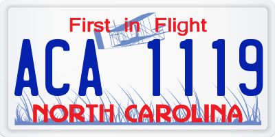 NC license plate ACA1119