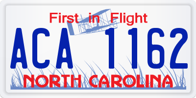 NC license plate ACA1162