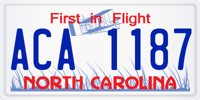 NC license plate ACA1187