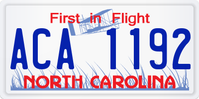 NC license plate ACA1192