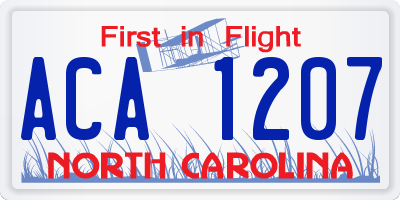 NC license plate ACA1207