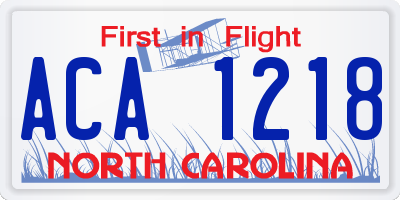 NC license plate ACA1218