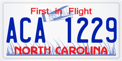 NC license plate ACA1229