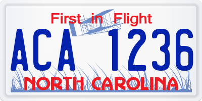 NC license plate ACA1236