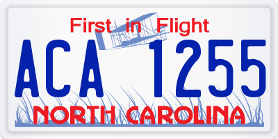 NC license plate ACA1255