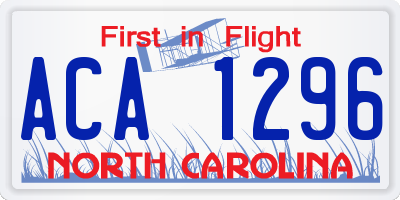 NC license plate ACA1296