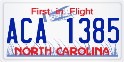 NC license plate ACA1385