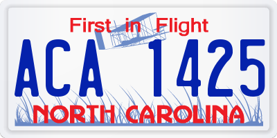 NC license plate ACA1425